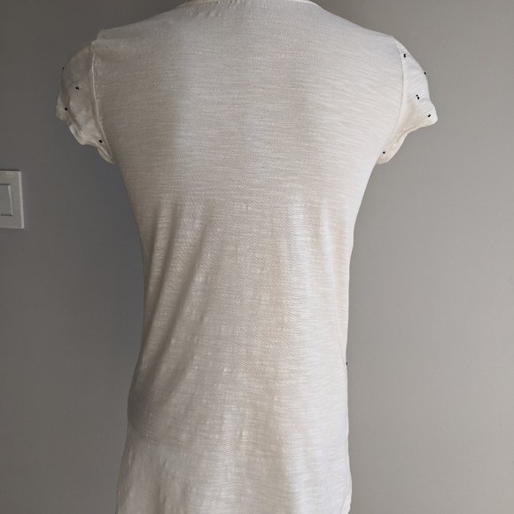 Ann Taylor LOFT ivory tee with black beading - Picture 6 of 7